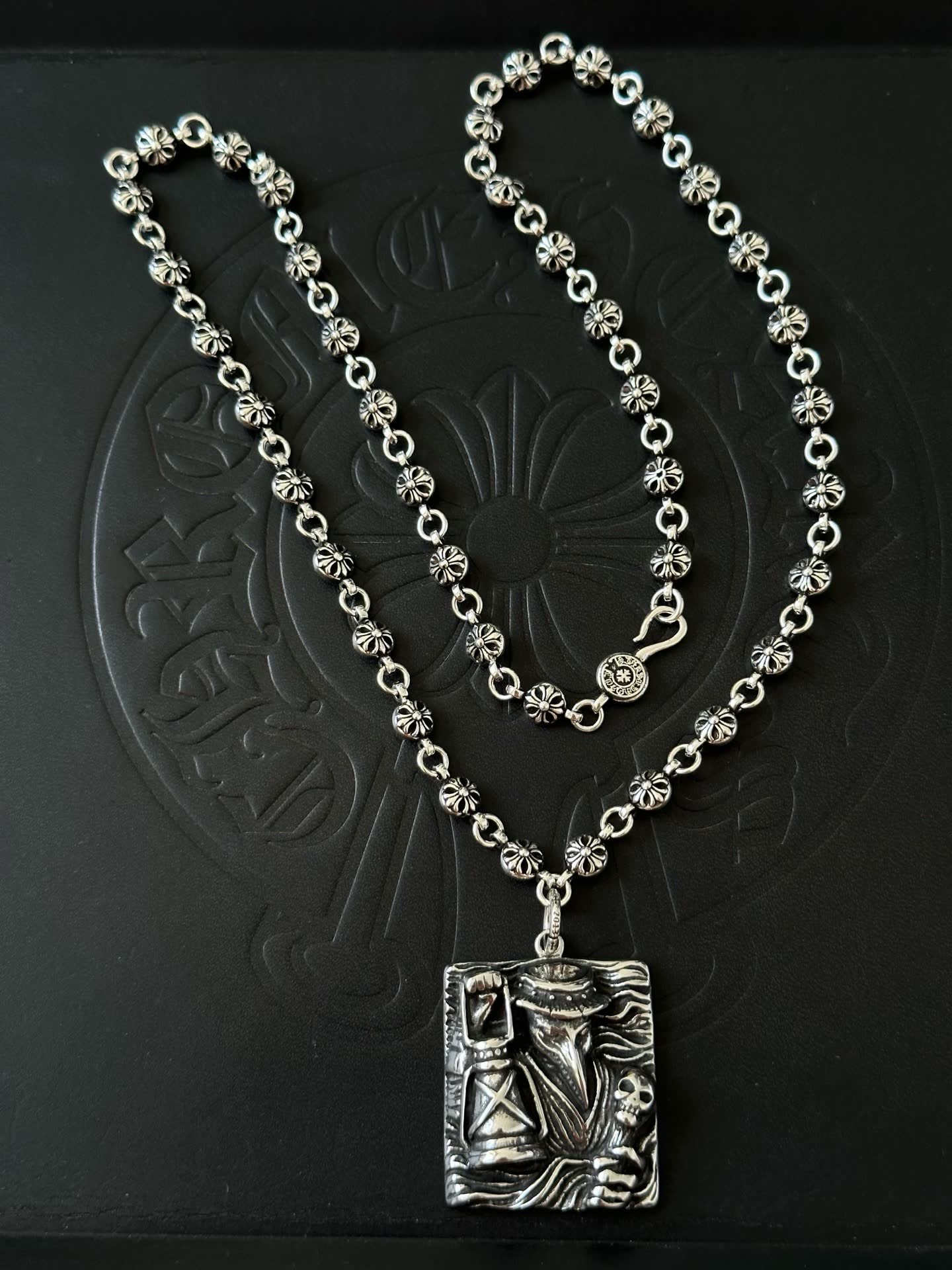 Chrome Hearts Silver Skeleton Lamp Pendant Necklace